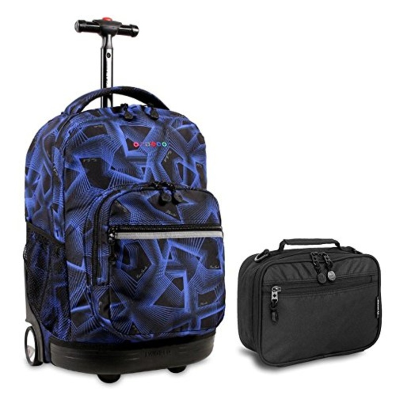 J World Disco Sunrise Roller Backpack Back Pack And Black Cody Lunch Bag Bundle Set