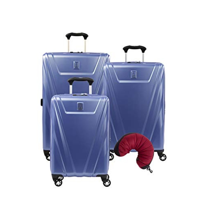 Travelpro Maxlite 5 Hardside 4-PC Set: Exp. C/O, 25-Inch and 29-Inch Spinner with Travel Pillow (Azure Blue)