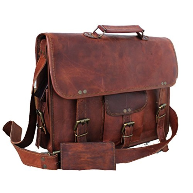Handmadecraft Leather Unisex Real Leather Messenger Bag For Laptop Briefcase Satchel ...