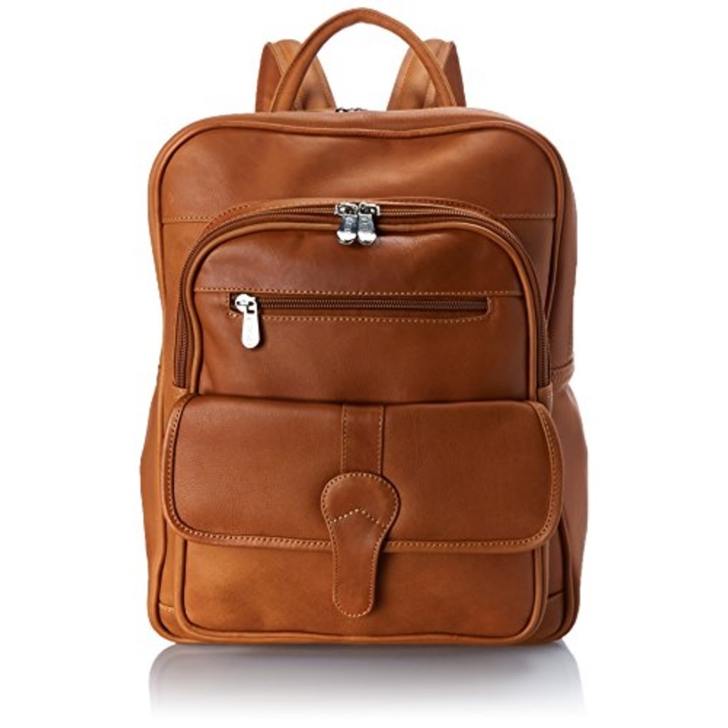 Piel Leather Medium Buckle Flap Backpack, Honey, One Size