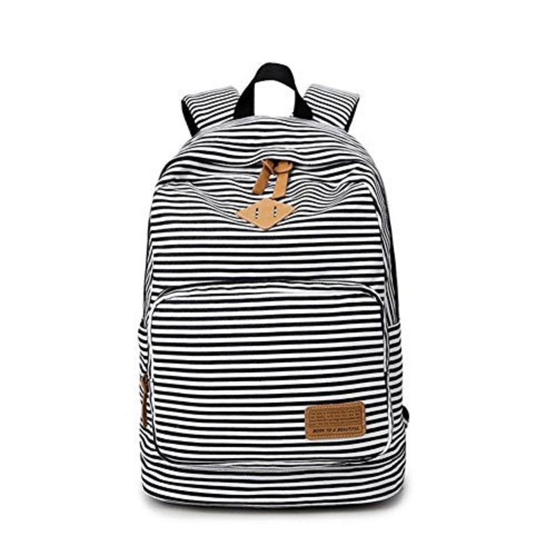 S Kaiko Stripe Canvas Backpack School Bakcpack For Women And Men School Bag Daypack Teenager