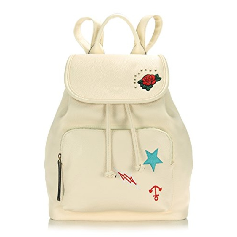 Scarleton Patched Drawstring Backpack H202808 - Ivory