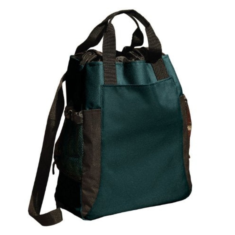 Ultraclub 7291 Backpack Tote - Forest & Black