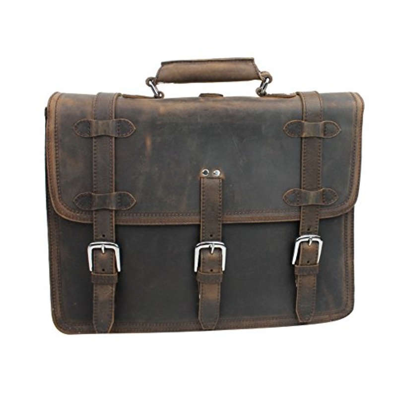 Vagabond Traveler 17" Macbook Pro Bag - 18" Full Leather Briefcase Backpack - Lb06.Db