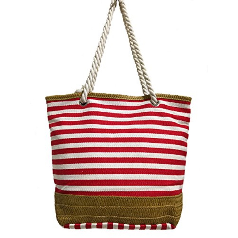 We We Beach Bag Waterproof Canvas Tote Straw Bag - Large (Style 04)