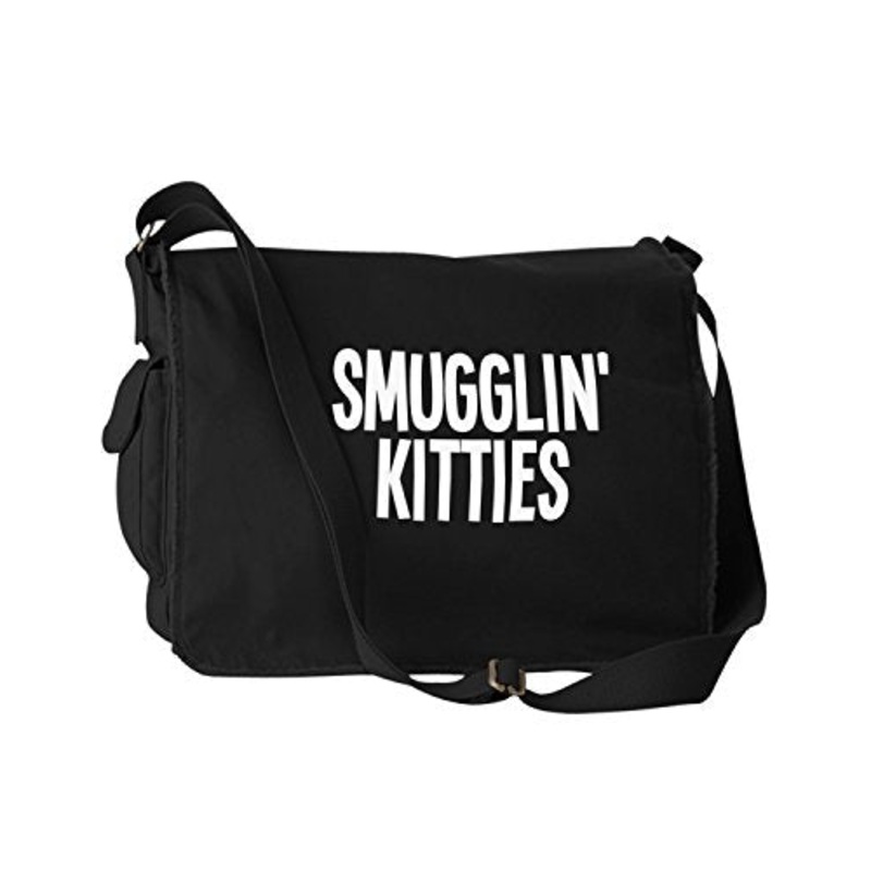 Funny Smugglin Kitties Cats Black Canvas Messenger Bag