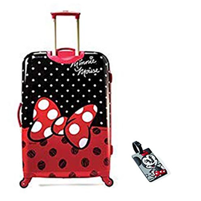 American Tourister Disney Minnie Mouse Red Bow Hardside Spinner 28 with Matching ID Tag