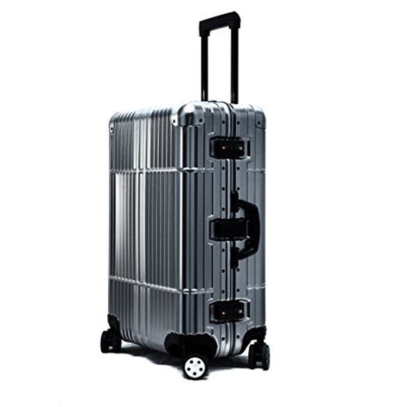 Cloud 9 - All Aluminum Luxury Hard Case Checked 24" Durable with 360 Degree 4 Wheel Spinner TSA Approved