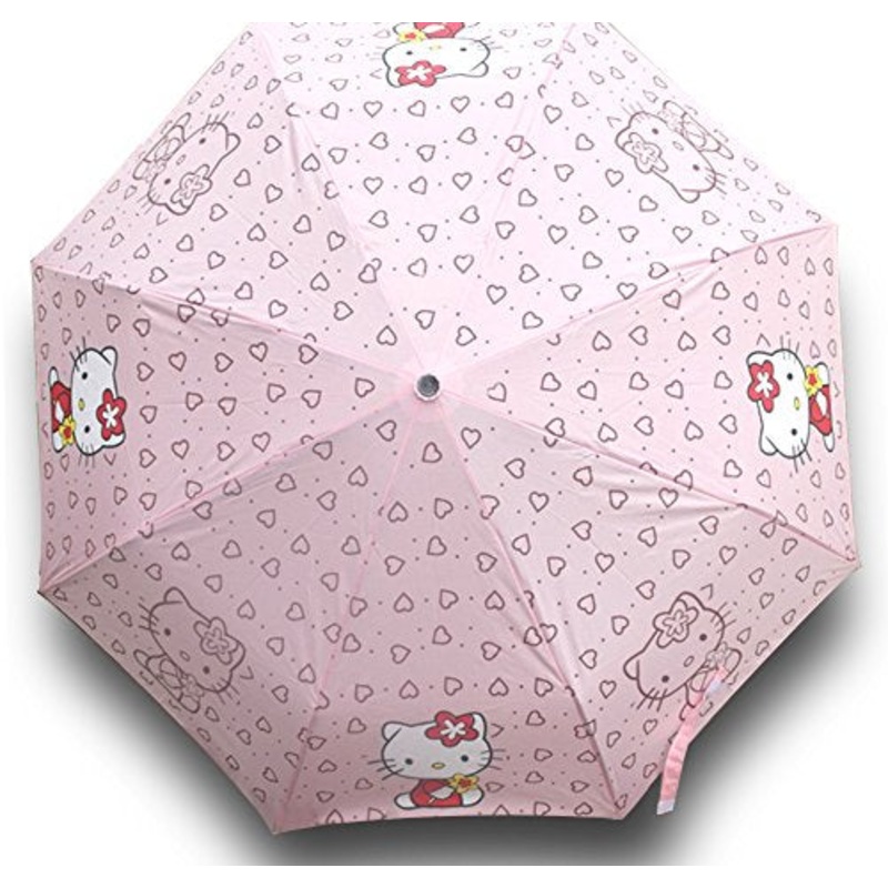 Finex Hello Kitty Pink Manual Tri-Fold Folding Compact Travel Rain Umbrella Uv Protection Strong