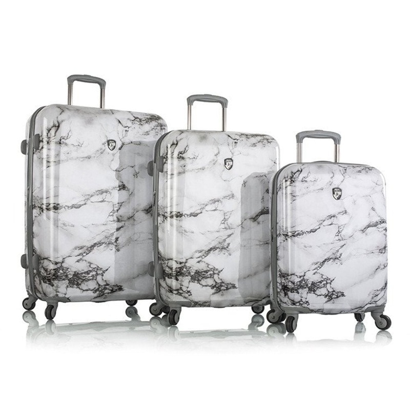 Heys America Colour Herringbone Fashion Spinner 3-Piece Set (White Marble)