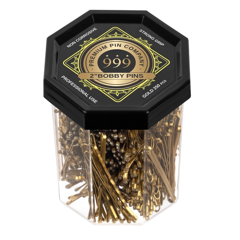 999 Bobby Pins 250pc Tub 2" Gold