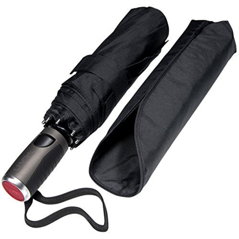 LifeTek Windproof Travel Umbrella Compact Automatic Open Close Small Folding Teflon Repellent Canopy Umbrellas fit Golf Purse Backpack Wind Resistant for Men and Women Traveler FX1 42 inch Black