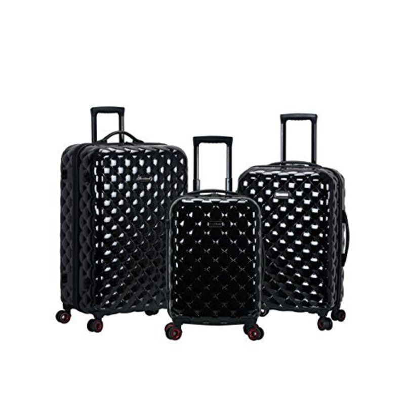 Rockland Quilt 3 Piece Polycarbonate/abs Upright Set, Black