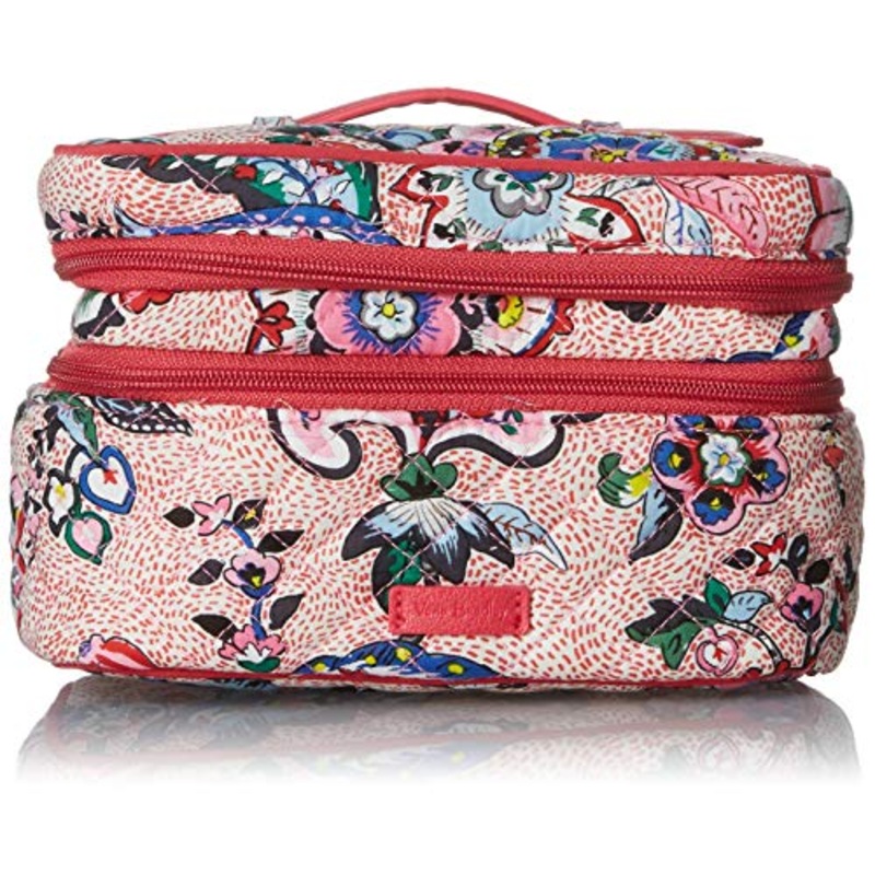 Vera Bradley womens Iconic Jewelry Train Case, Signature Cotton, Stitched Flowers, One Size