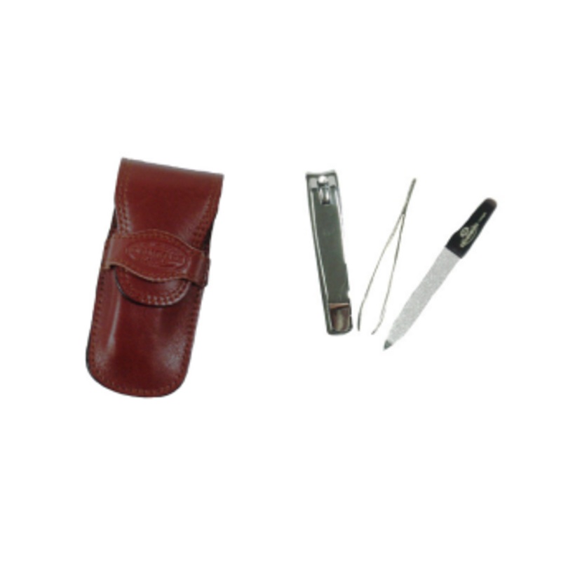 Toscana Leather - Solingen- 3 Implements In A Flap Case (nail clipper, tweezers & nail file)