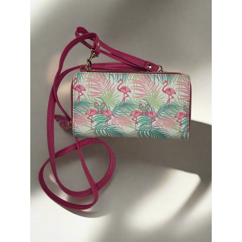 Buxton Ultimate Organizer Wallet On A String-Flamingo-Vegan Leather