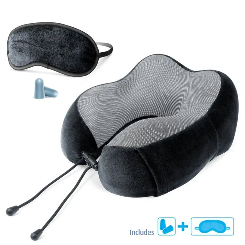 Cloudz Tech Memory Foam Travel Pillow with Earplugs