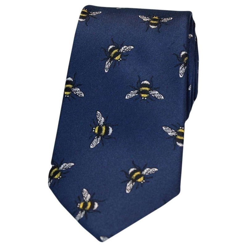 David Van Hagen Bumble Bee Luxury Silk Tie - Navy