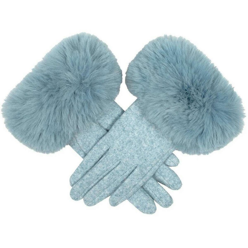 Dents Faux Cuff Gloves - Pale Blue