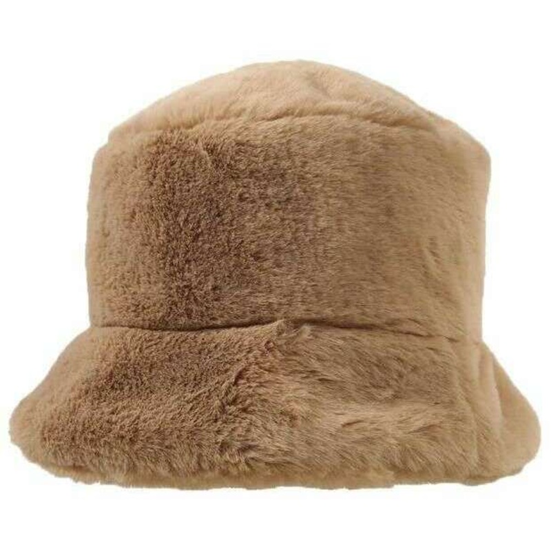 Dents Faux Fur Bucket Hat - Camel Beige