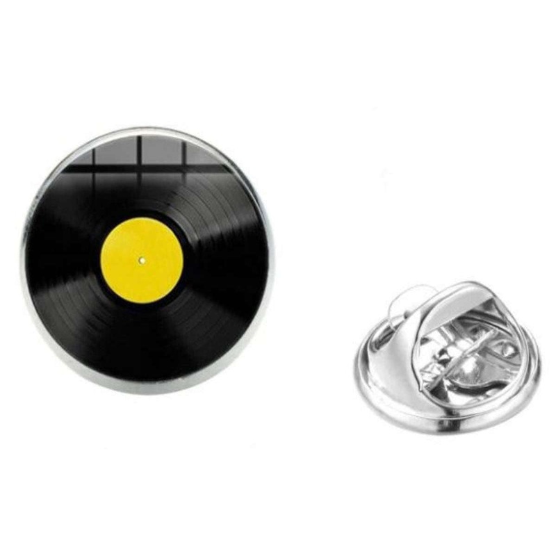 Bassin and Brown Vinyl Disk Lapel Pin - Yellow/Black