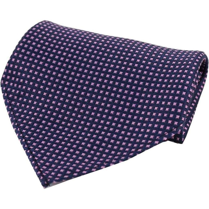 David Van Hagen Box Pattern Silk Pocket Square - Navy/Pink
