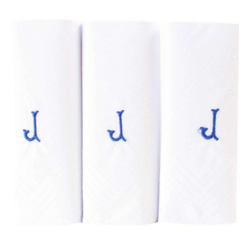 David Van Hagen J Initial 3 Pack Handkerchief - White/Blue