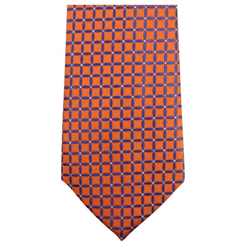 Knightsbridge Neckwear Geometric Tie - Orange/Blue