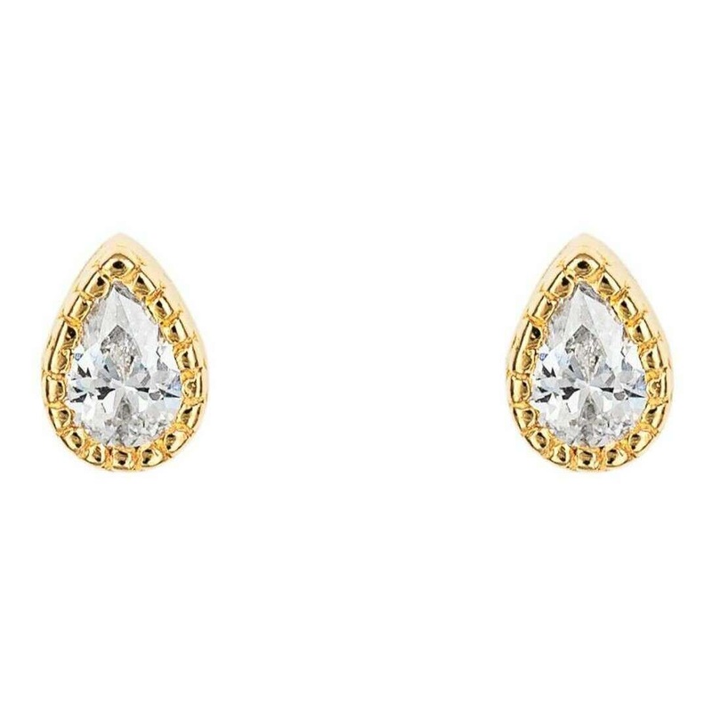 Beginnings Teardrop Gemstone Stud Earrings - Gold