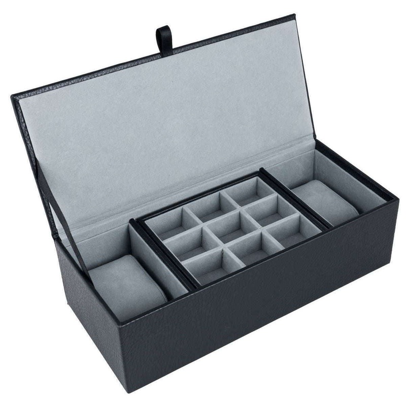 David Van Hagen Watch and Cufflink Box - Black