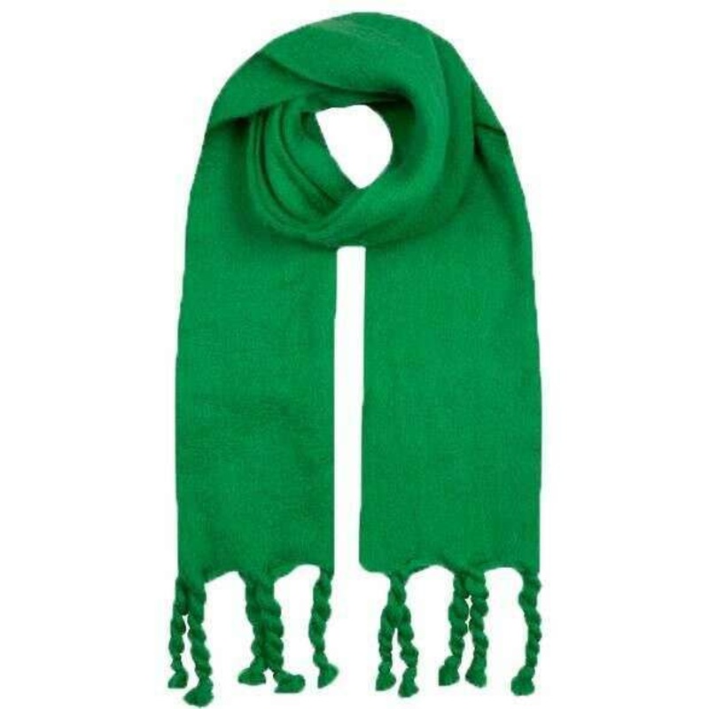 Dents Blanket Braided Tassel Scarf - Emerald Green
