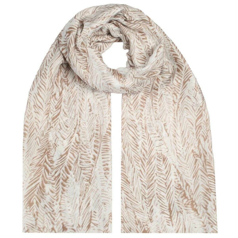 Dents Feather Print Lightweight Scarf - Sand