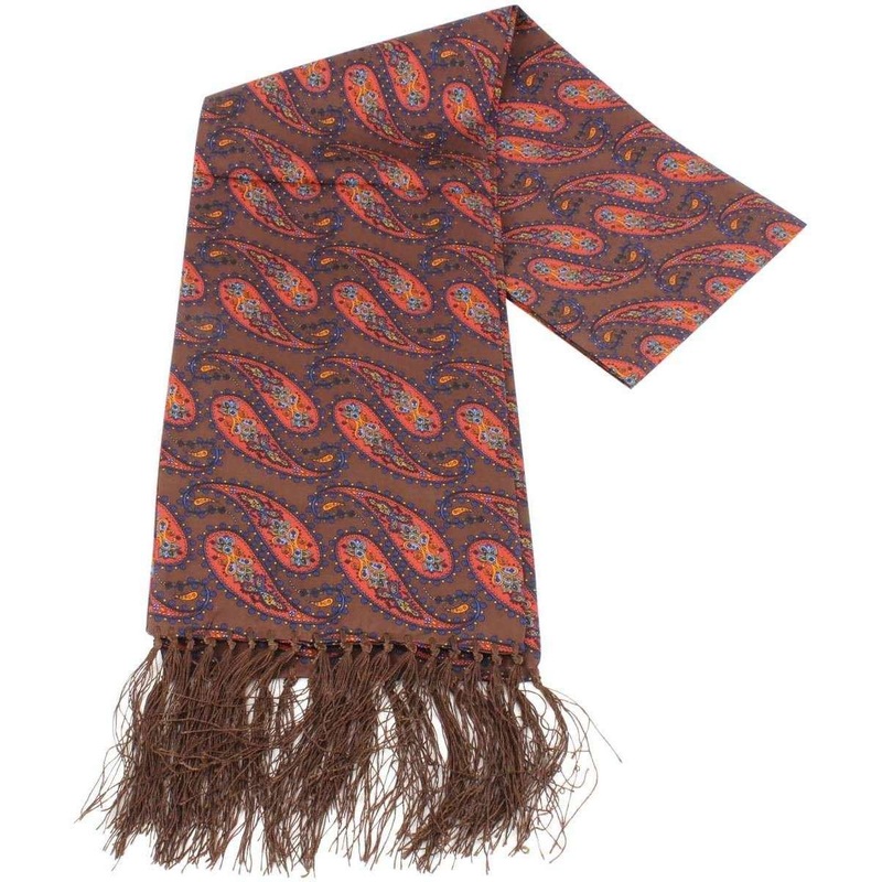 Knightsbridge Neckwear Paisley Silk Scarf - Brown/Orange