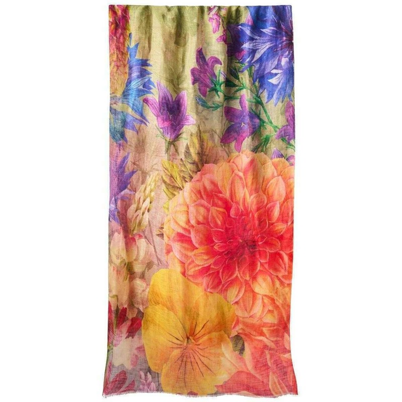 Powder Bountiful Blooms Cotton Linen Scarf - Pink/Yellow