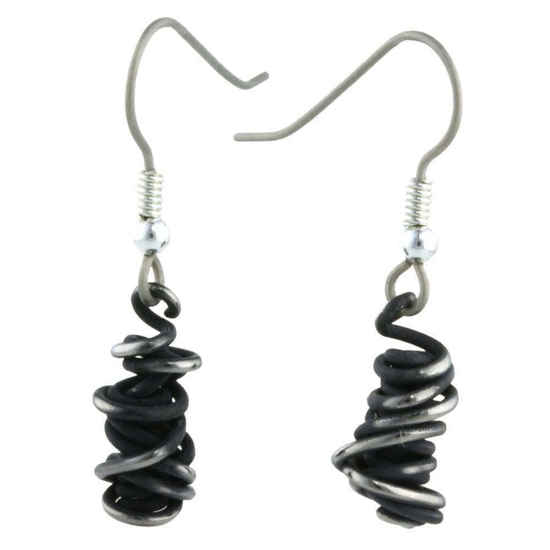Ti2 Titanium Chaos Small Drop Earrings - Black
