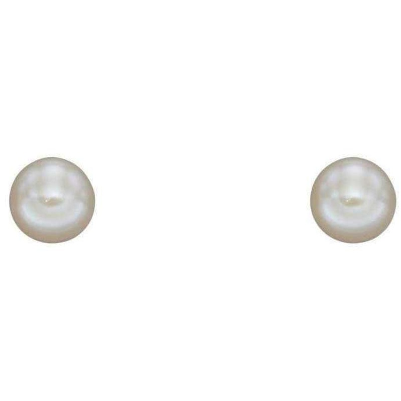 Elements Gold Pearl 3mm Stud Earrings - White