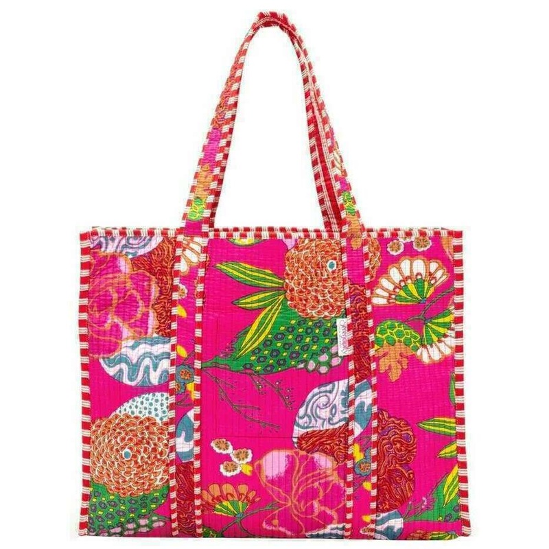 Elie Beaumont Serendipity Cotton Quilted Tote Bag - Tropical Fuchsia Pink