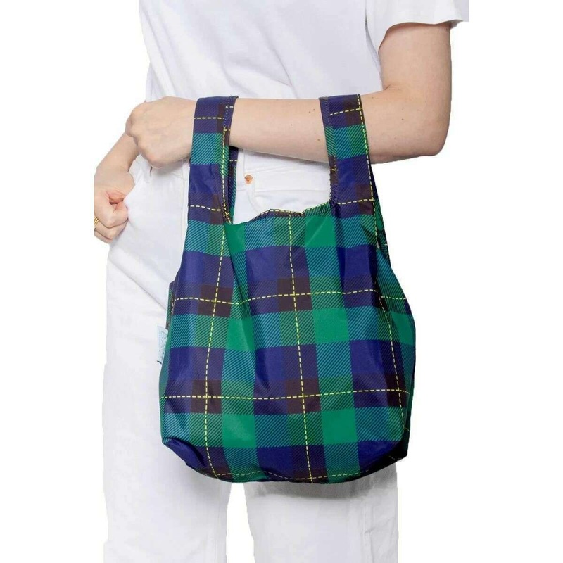 Kind Bag London Mini Reusable Bag - Tartan Green/Blue