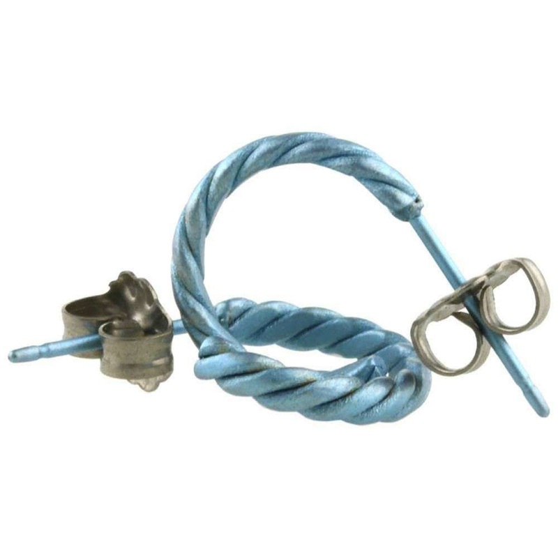 Ti2 Titanium Small Twisted Hoop Earrings - Sky Blue