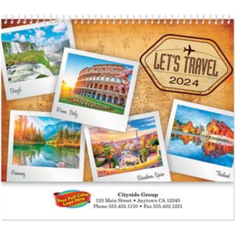 Full Colour Let's Travel Spiral Wall Calendar