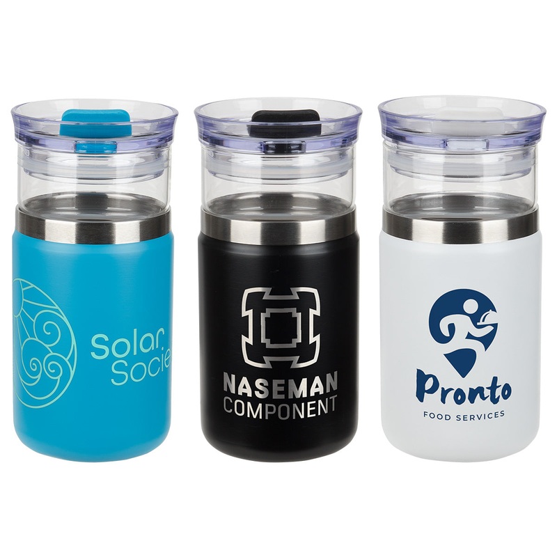 Tamari 12 oz Glass Tumbler & Vacuum Insulated Can Cooler