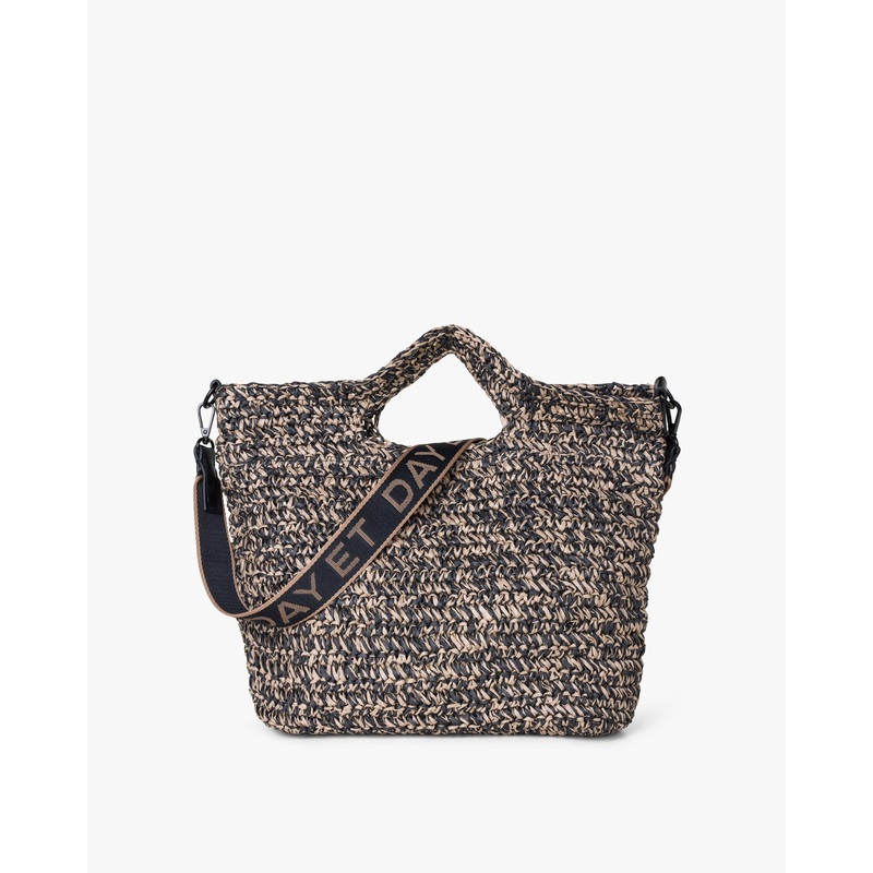 Medium Logo Band Straw Shopping Bag