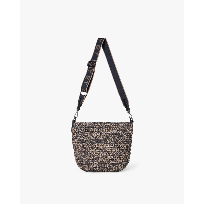 Small Logo Band Straw Crossbody Bag