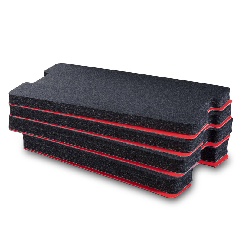 Pelican 1535 Air Tool Foam Kit (Set of 4 Black Foam Inserts, 3 Red Plastic Backers & One Red Bottom Foam)