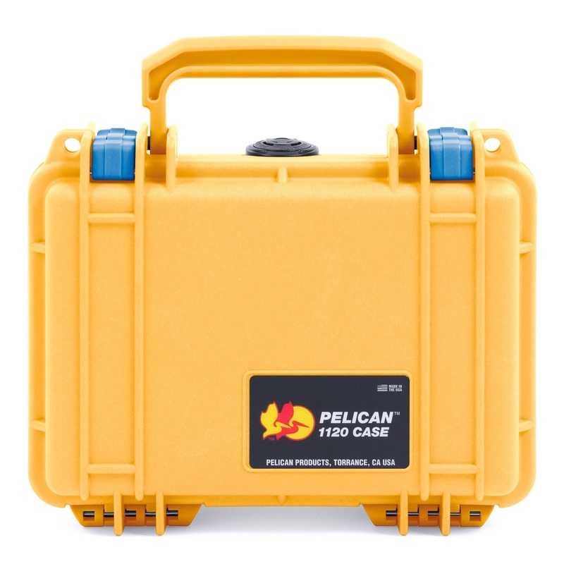 Pelican 1120 Case, Yellow with Blue Latches