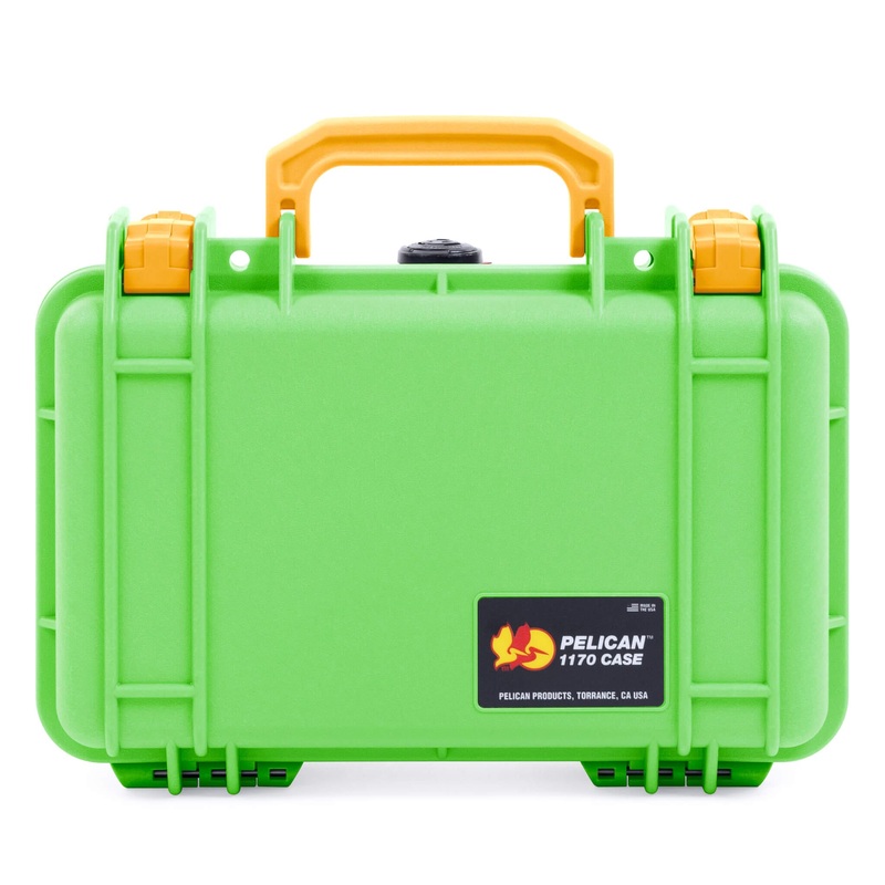 Pelican 1170 Case, Lime Green with Yellow Handle & Latches