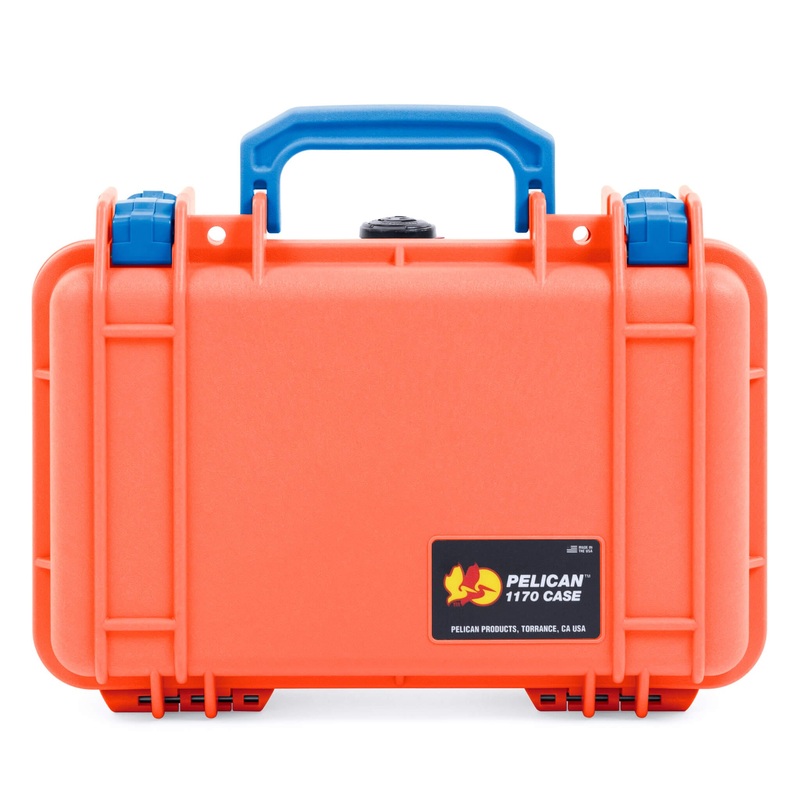 Pelican 1170 Case, Orange with Blue Handle & Latches