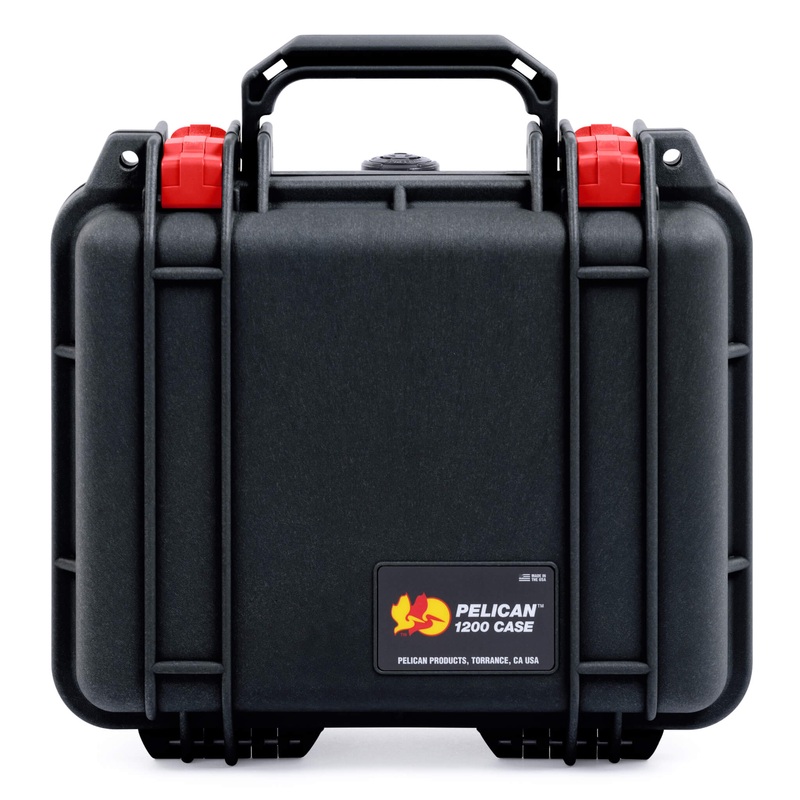 Pelican 1200 Case, Black with Red Latches