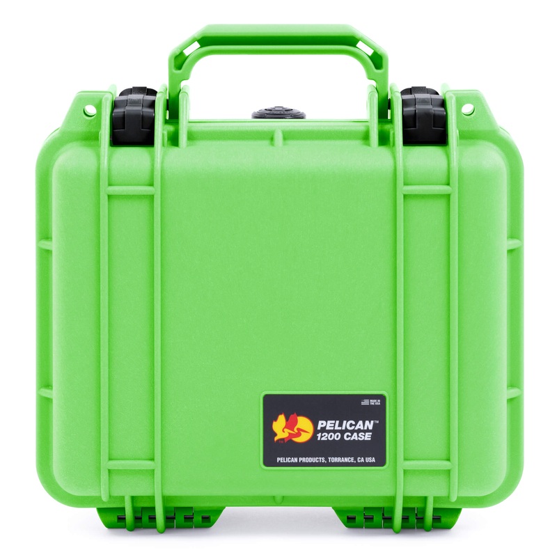 Pelican 1200 Case, Lime Green with Black Latches