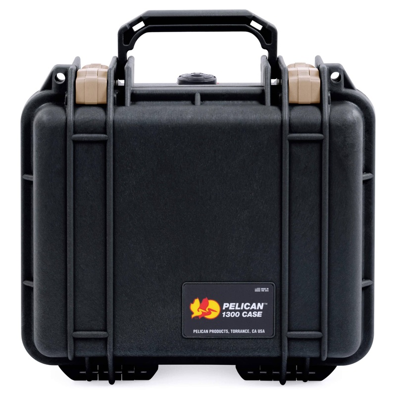 Pelican 1300 Case, Black with Desert Tan Latches